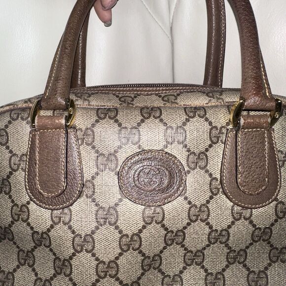 Authentic Gucci Vintage GG Supreme Double Handle Satchel Bag - Picture 6 of 16